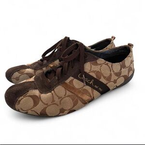 Coach Tan and Brown Signature Belina Lace-Up Sneakers